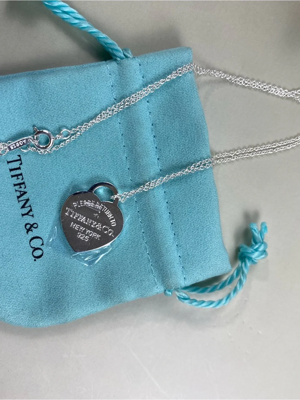 Tiffany & Co. Blue-Green Heart Pendant Necklace - Silver
